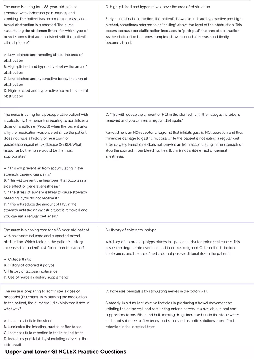 Upper and Lower GI Nclex Practice Questions - Page 3
