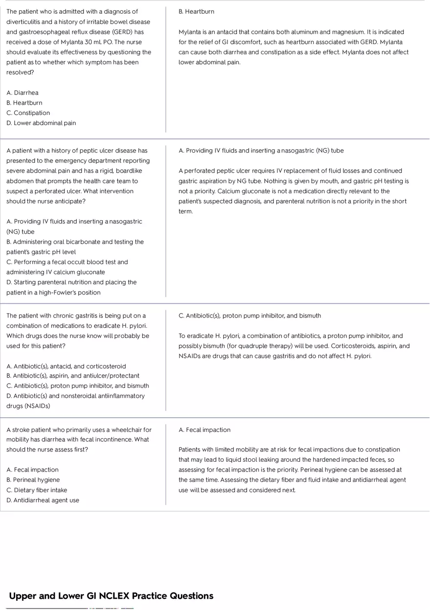 Upper and Lower GI Nclex Practice Questions - Page 5