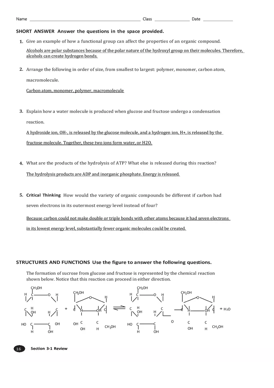 Carbon Compounds Section 3-1 - Page 2