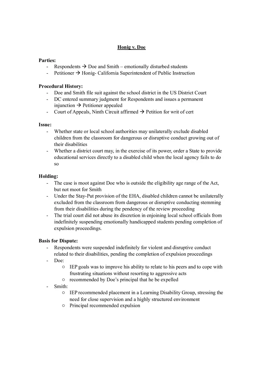 Honig v. Doe - Page 1