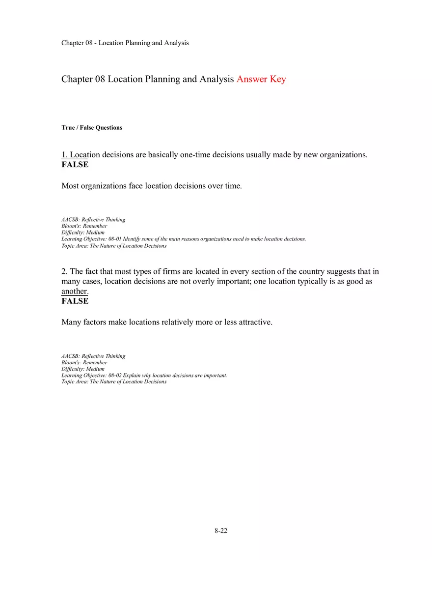 Chapter 08 Location Planning and Analysis Part 1 - Page 1