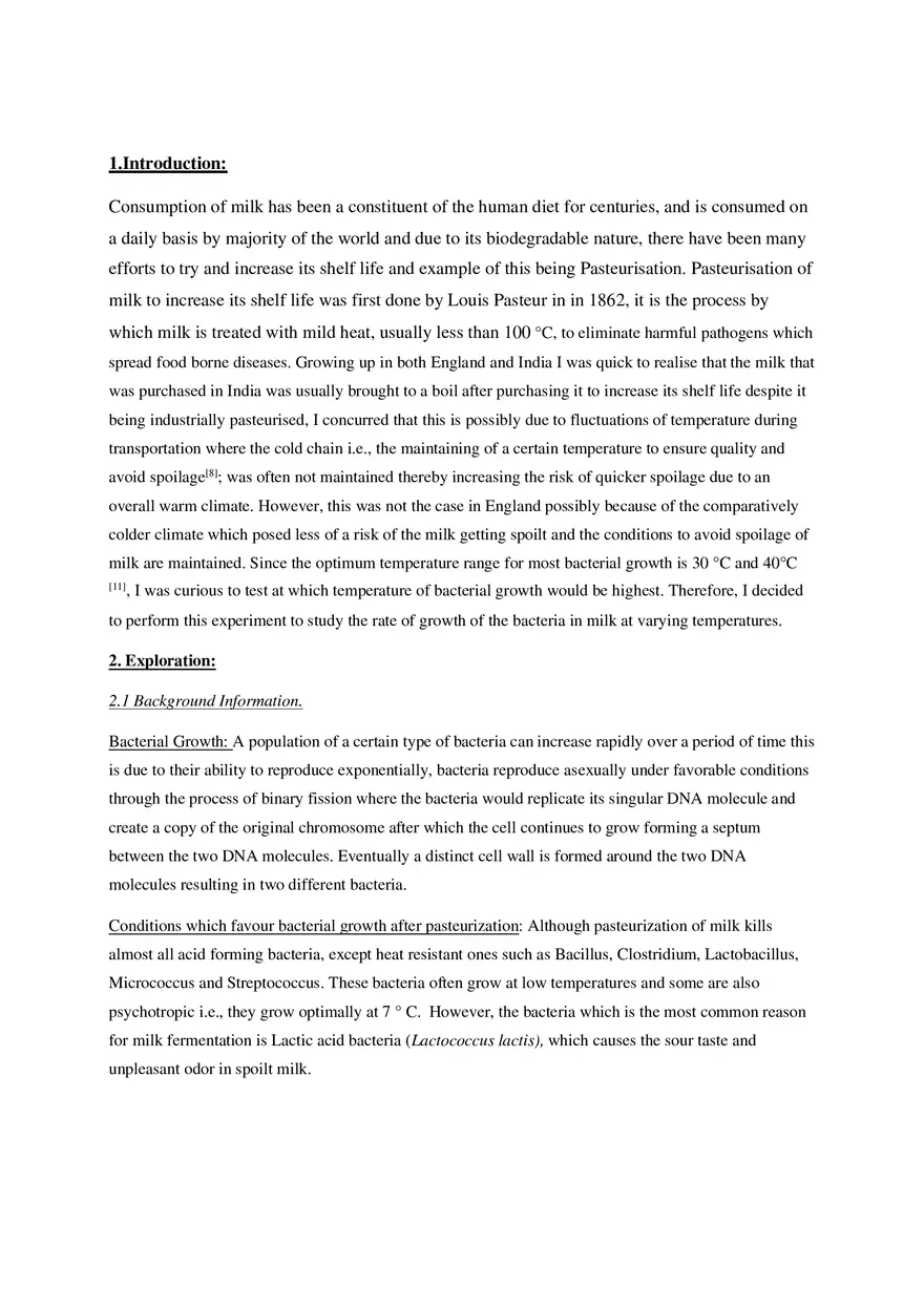 The Effect of Different Temperatures on the Growth of Bacteria in Milk - Page 5