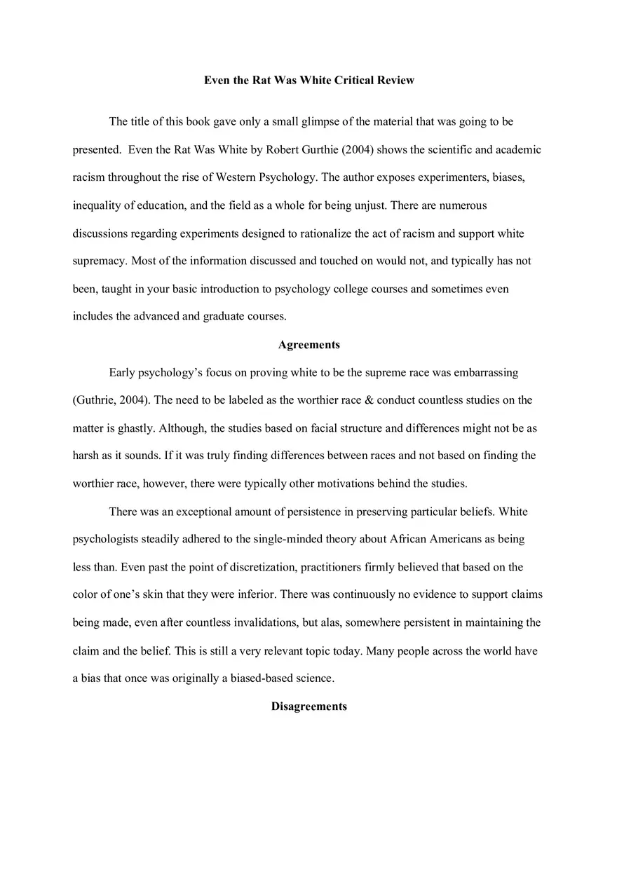 Even the Rat Was White Critical Review - Page 1