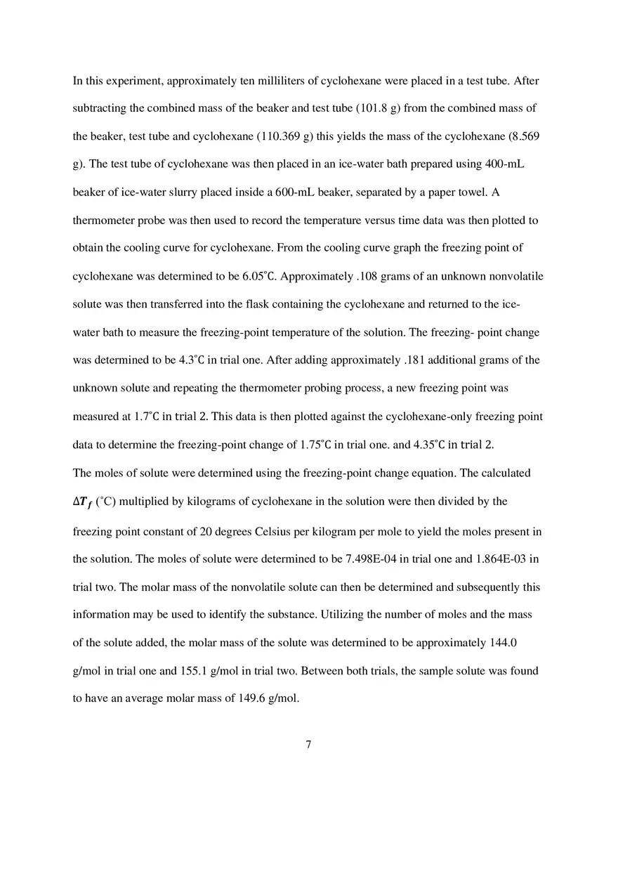 Experiment 14 Molar Mass of a Solid - Page 7
