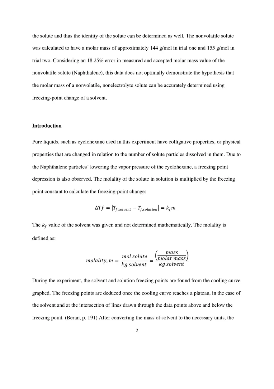 Experiment 14 Molar Mass of a Solid - Page 2