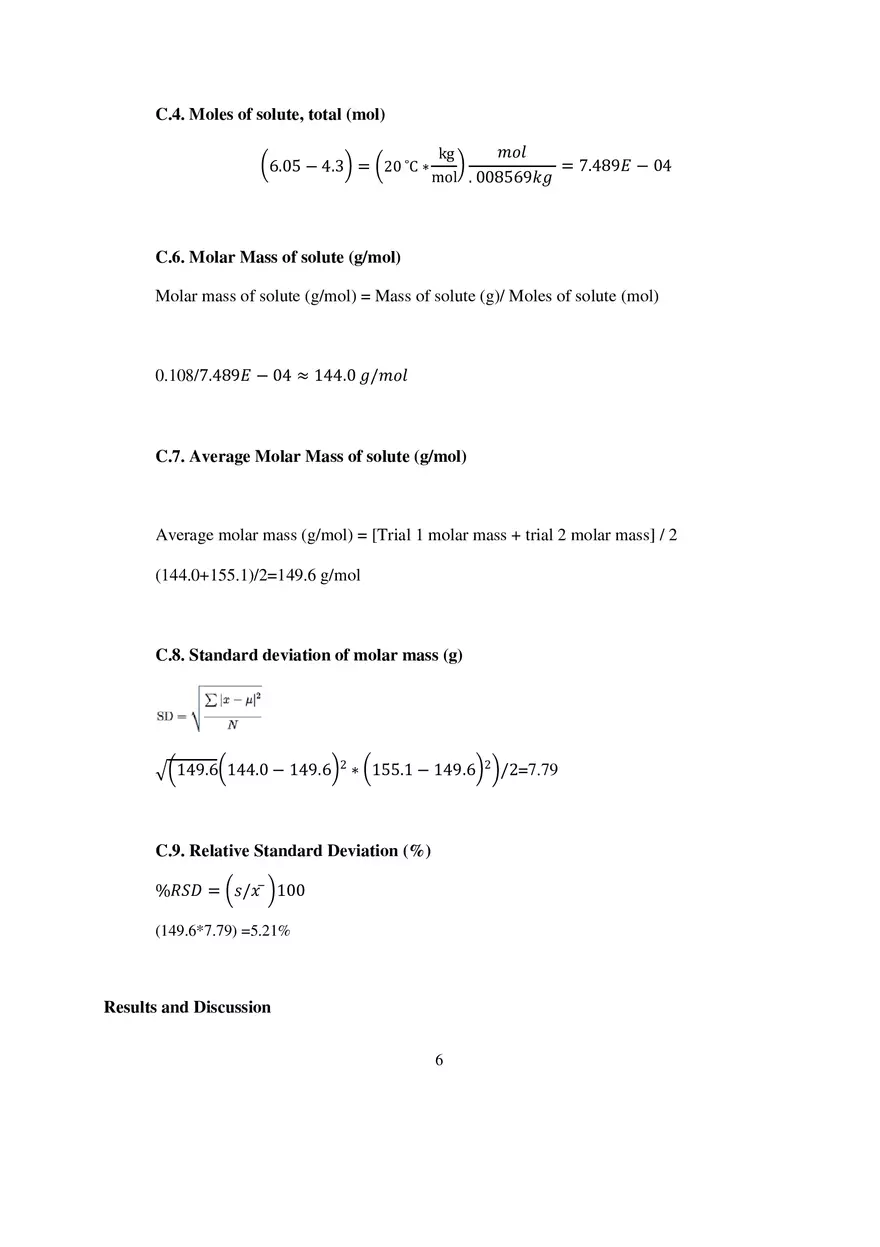 Experiment 14 Molar Mass of a Solid - Page 6