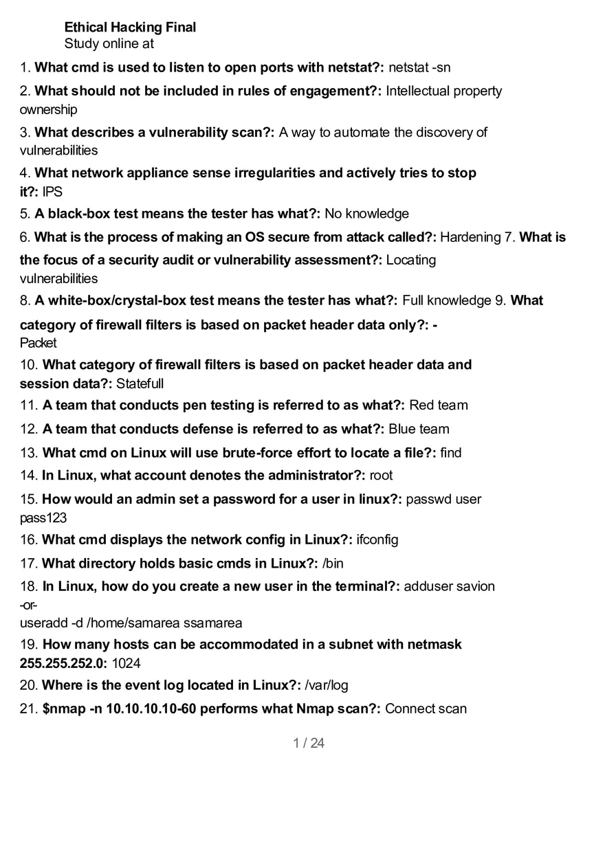 Ethical Hacking Final 2 - Page 1