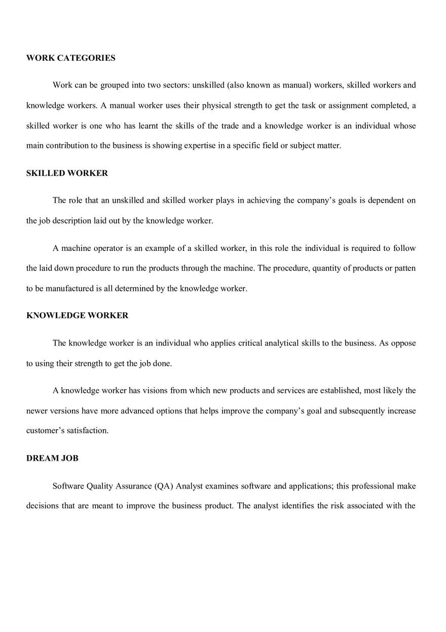 Work Categories - Page 1