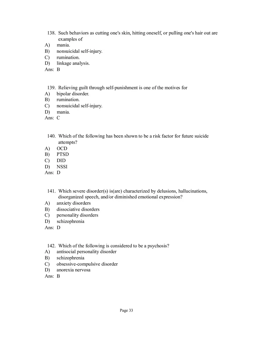 Psychological Disorders Answer Part 4 - Page 7