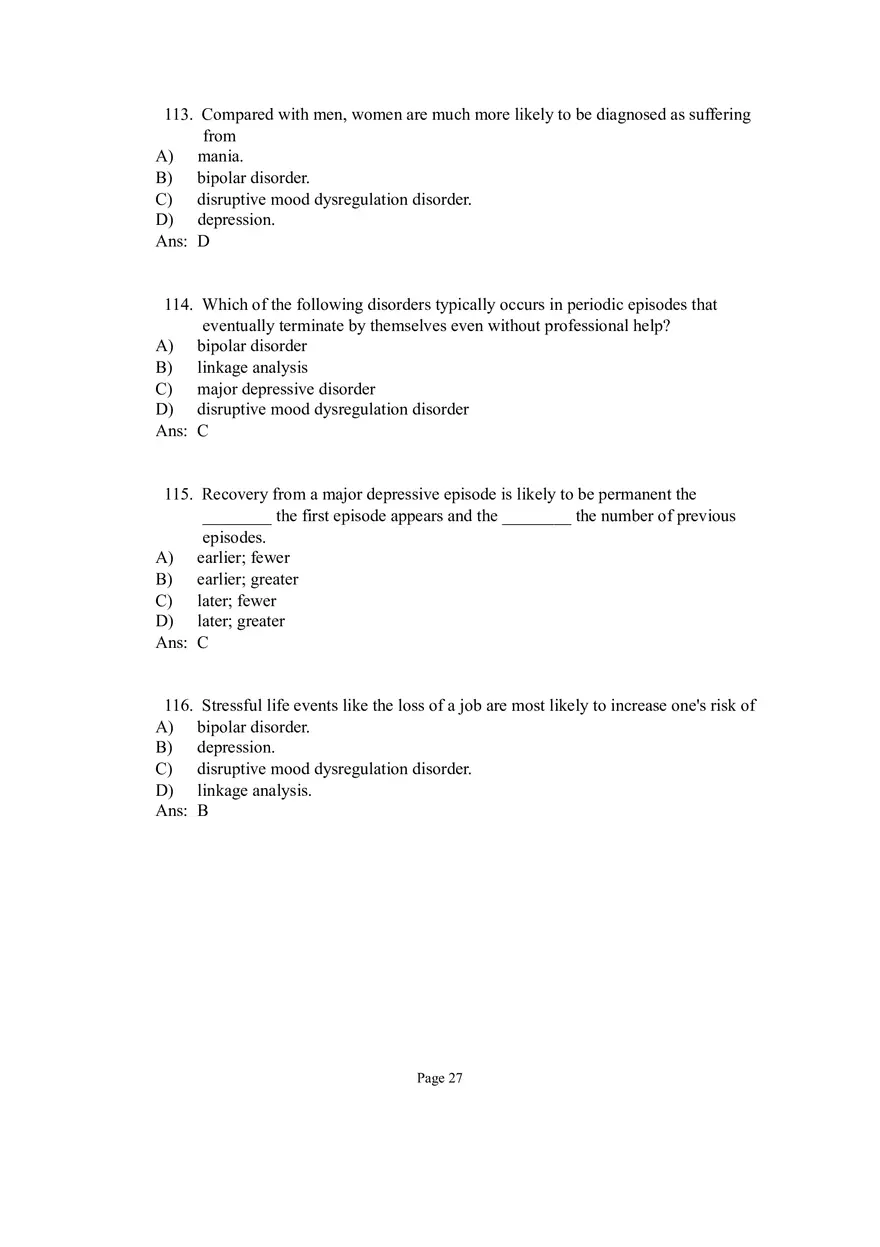 Psychological Disorders Answer Part 4 - Page 1