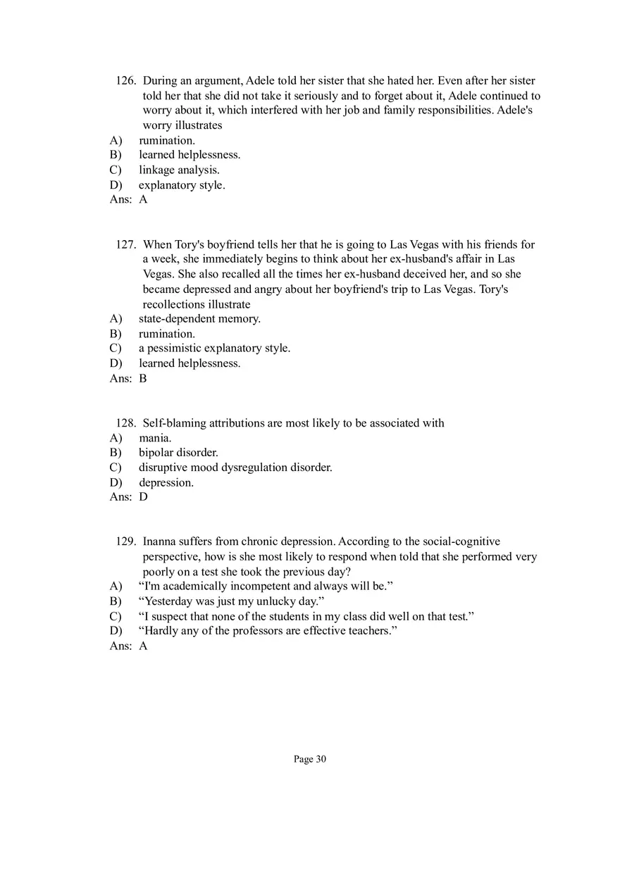 Psychological Disorders Answer Part 4 - Page 4