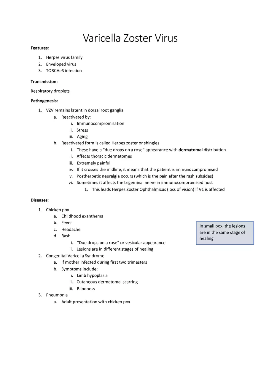 Varicella Zoster Virus - Page 1