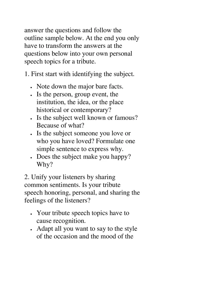 Tribute Speeches - Page 2