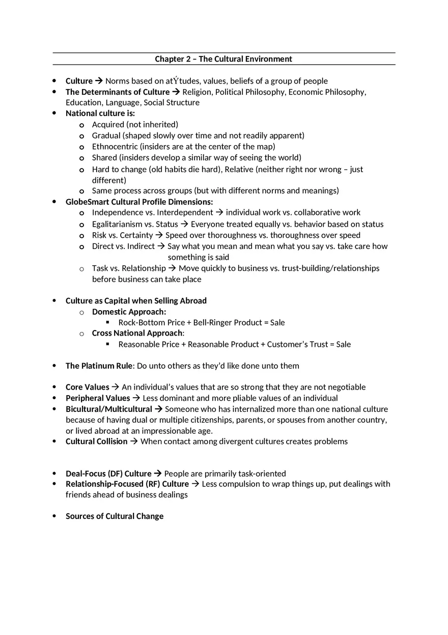 Chapter 2 – The Cultural Environment - Page 1