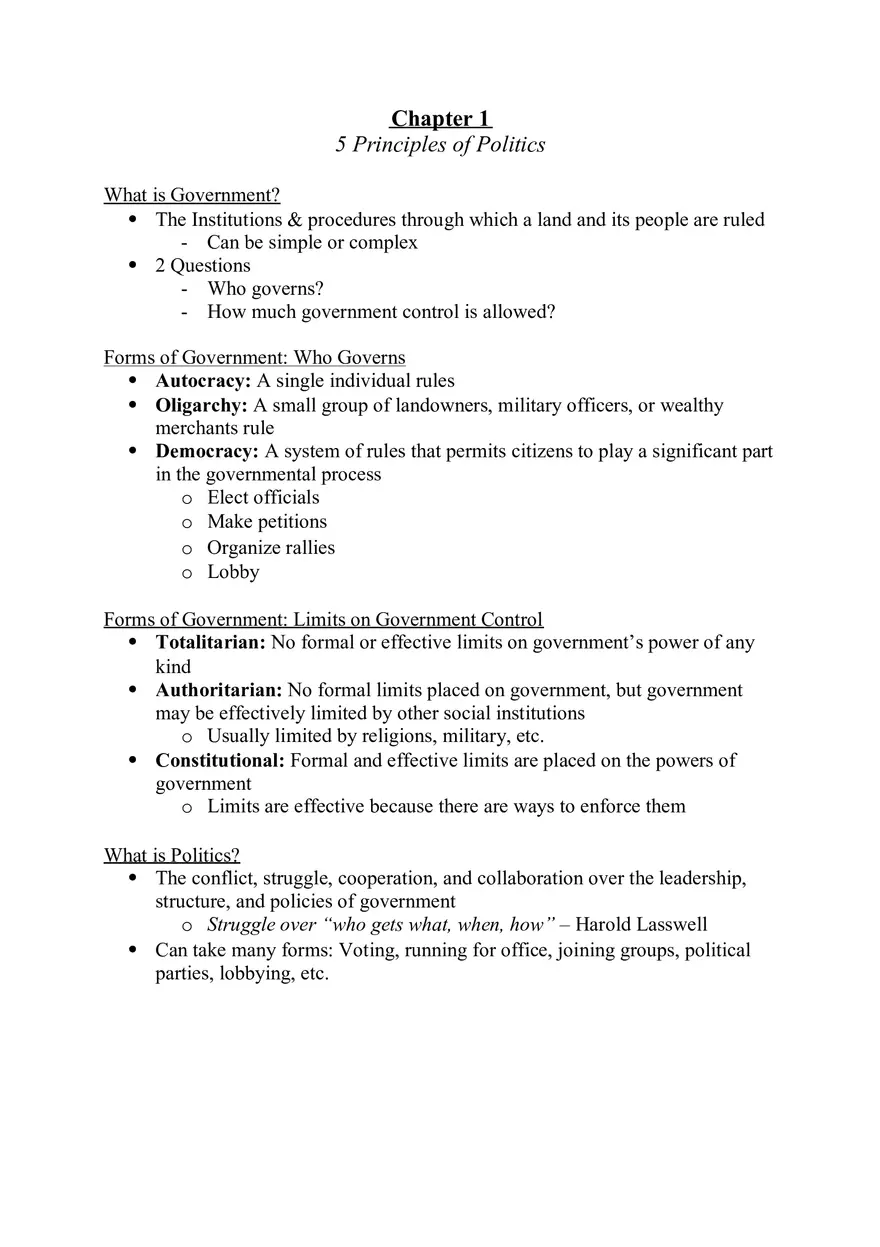 5 Principles of Politics - Page 1
