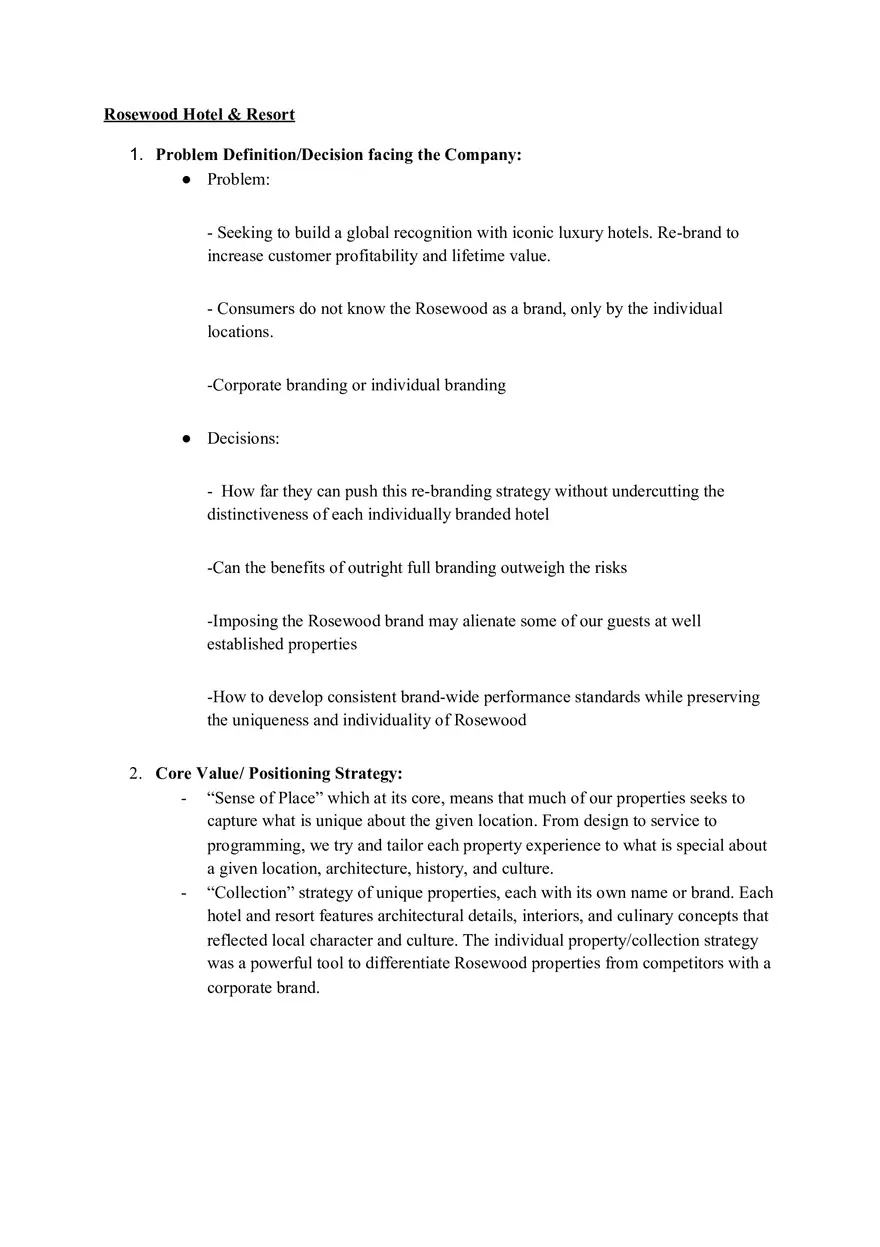 Case Study Rosewood Hotel and Resort - Page 1