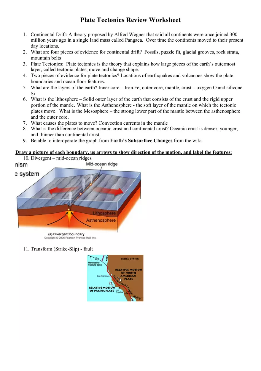 Plate Tectonics Review Worksheet - Page 2