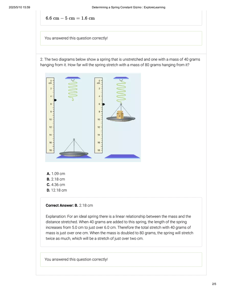 Determining a Spring Constant Gizmo - Page 2