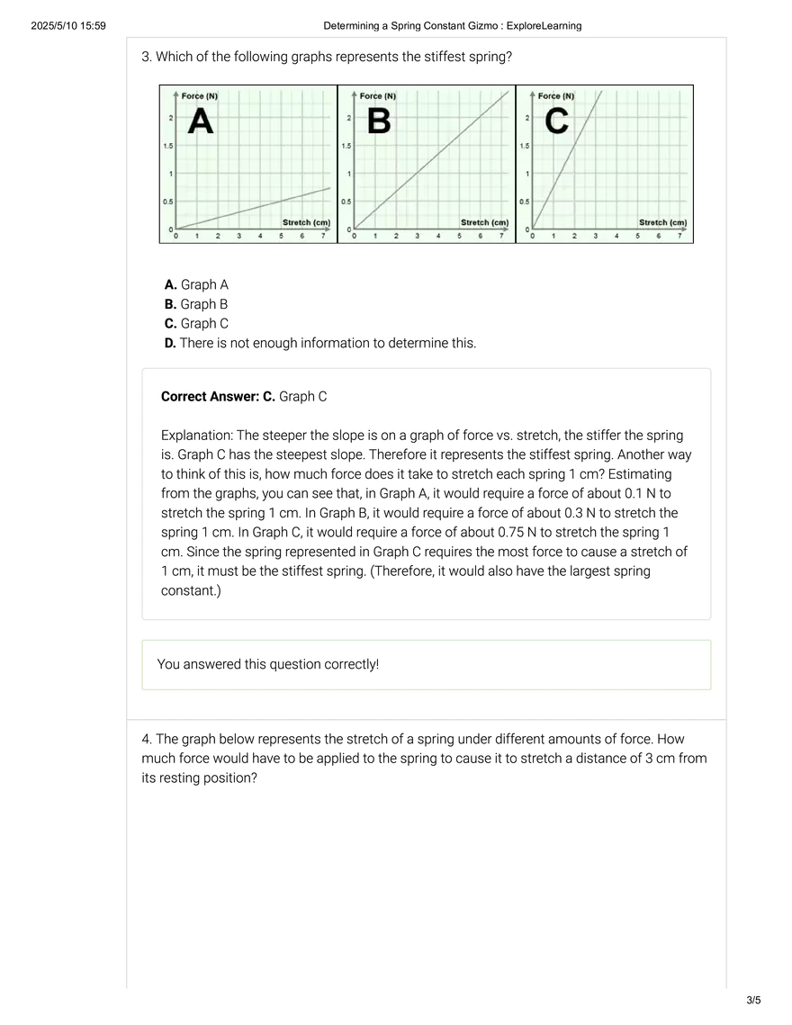 Determining a Spring Constant Gizmo - Page 3