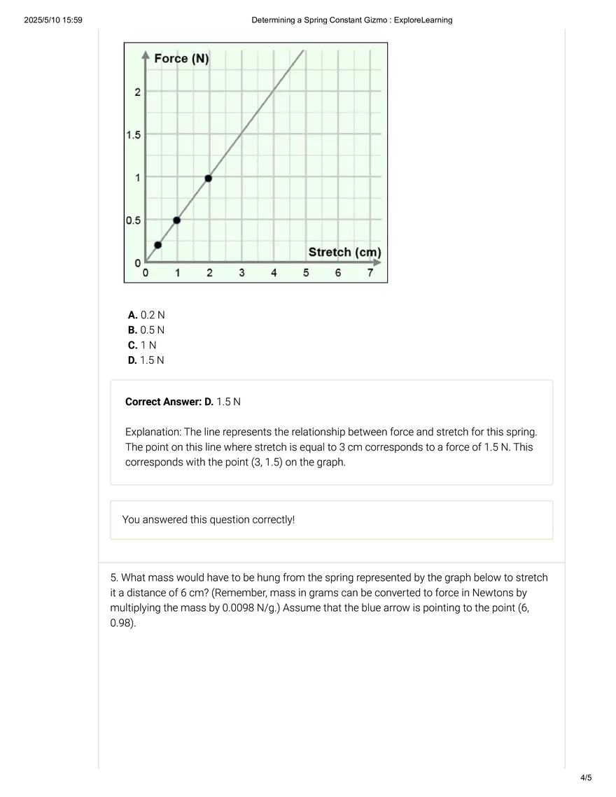 Determining a Spring Constant Gizmo - Page 4