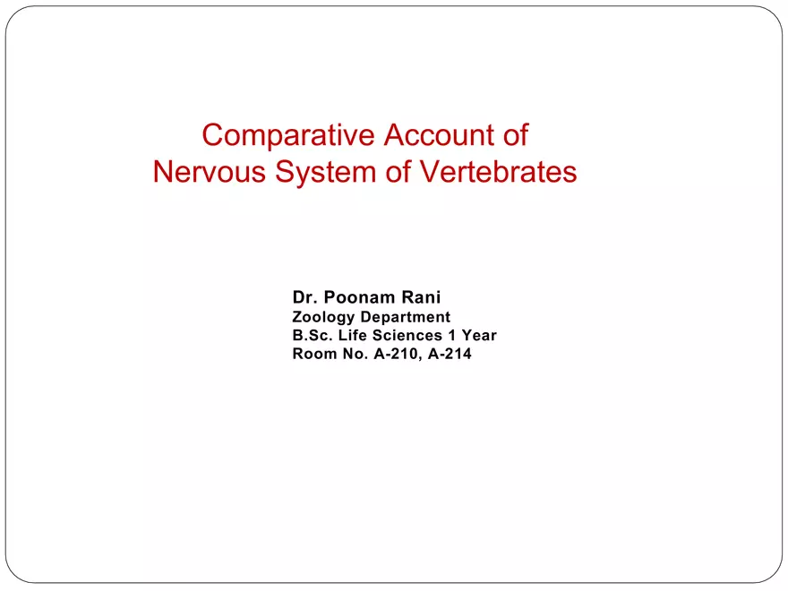 Comparative Account of Nervous System of Vertebrates - Page 1
