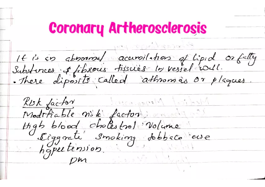 Coronary Artherosclerosis - Page 1