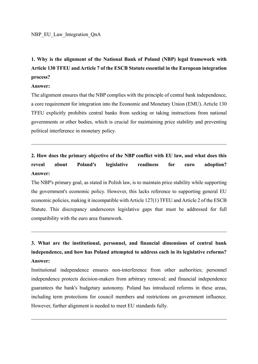 NBP EU Law Integration QnA - Page 1