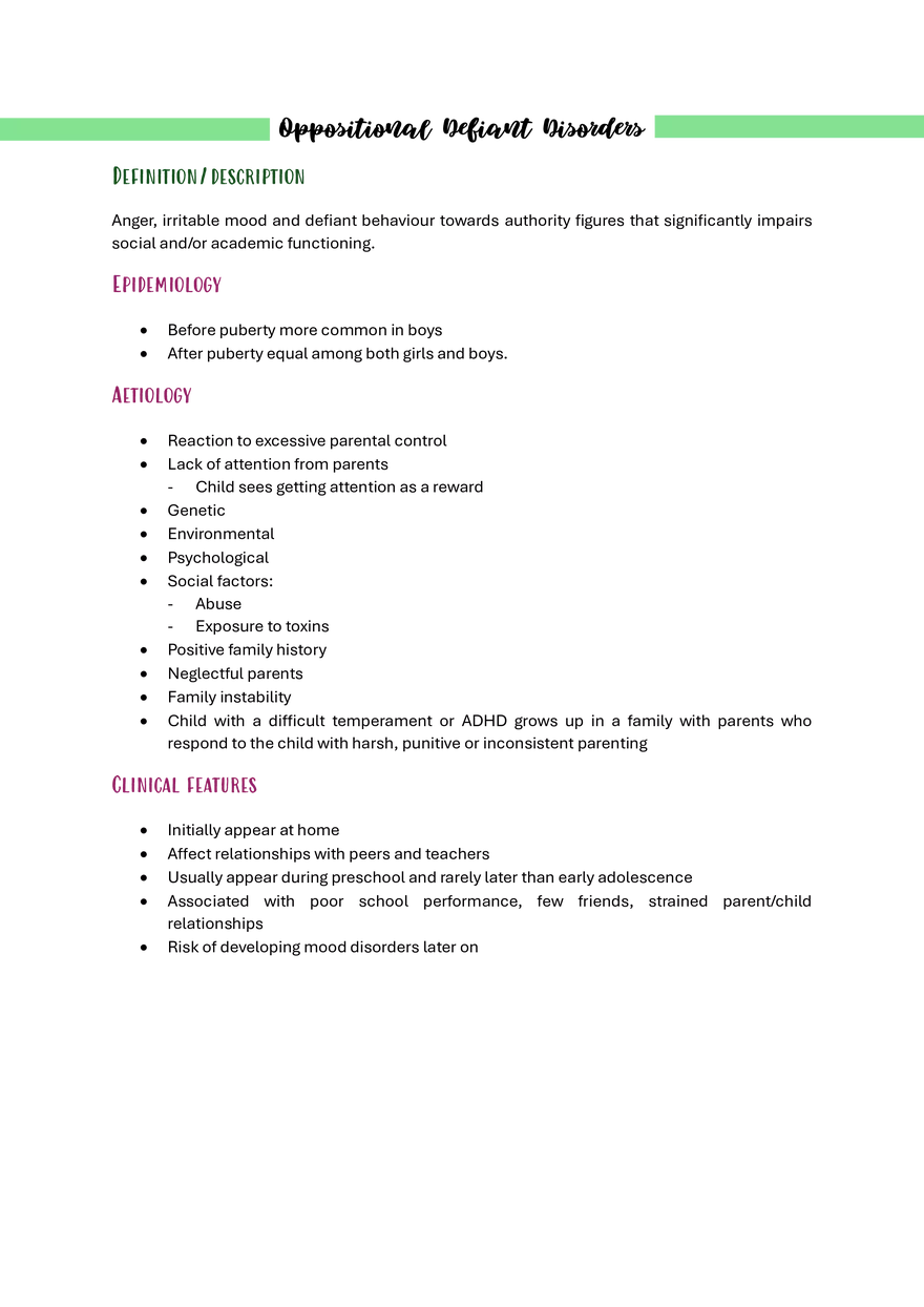 Oppositional Defiant Disorders - Page 1