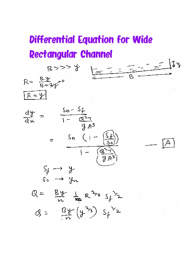 Differential Equation for Wide Rectangular Channel - Page 1