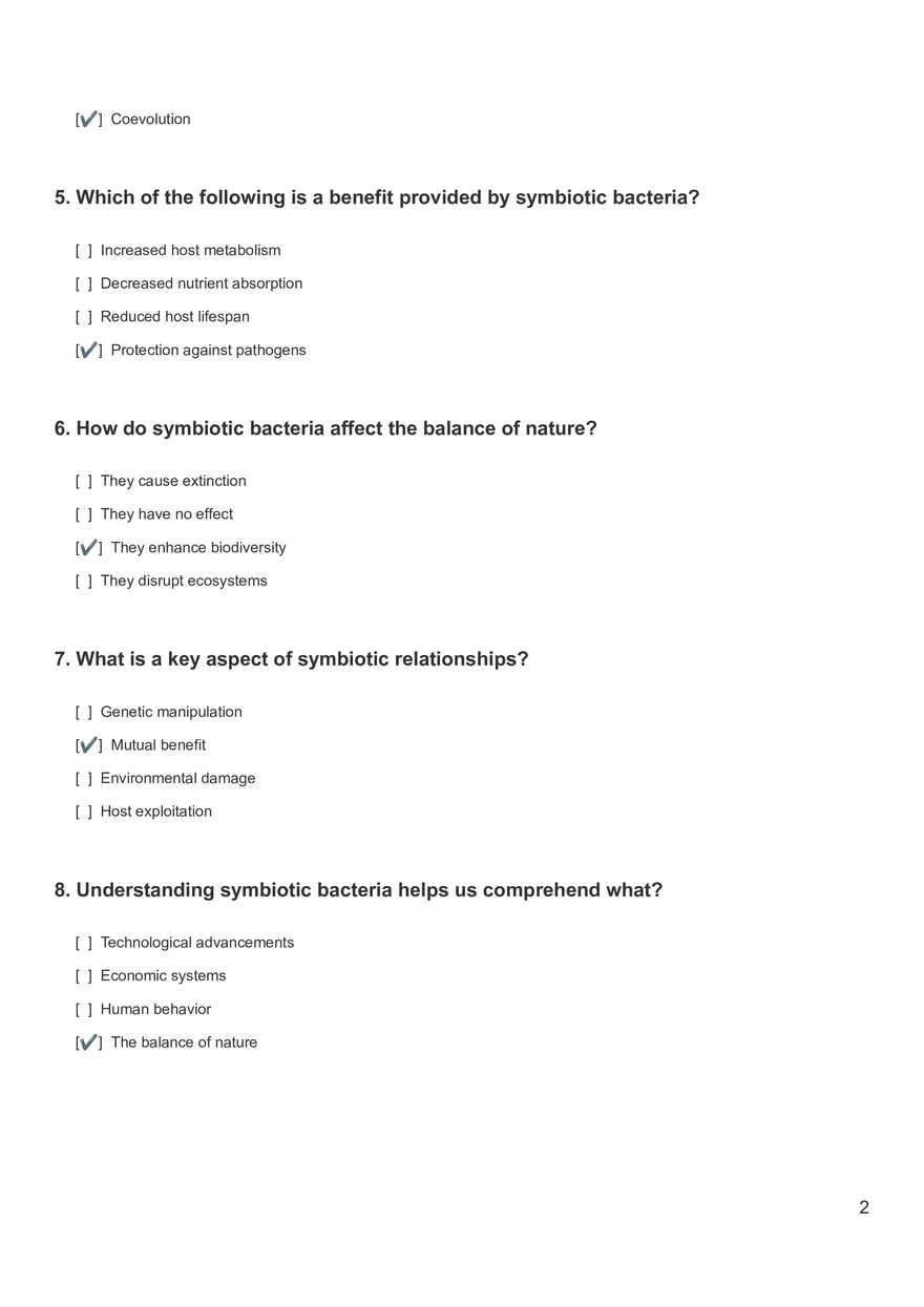 Quiz - Symbiotic Bacteria - Page 2