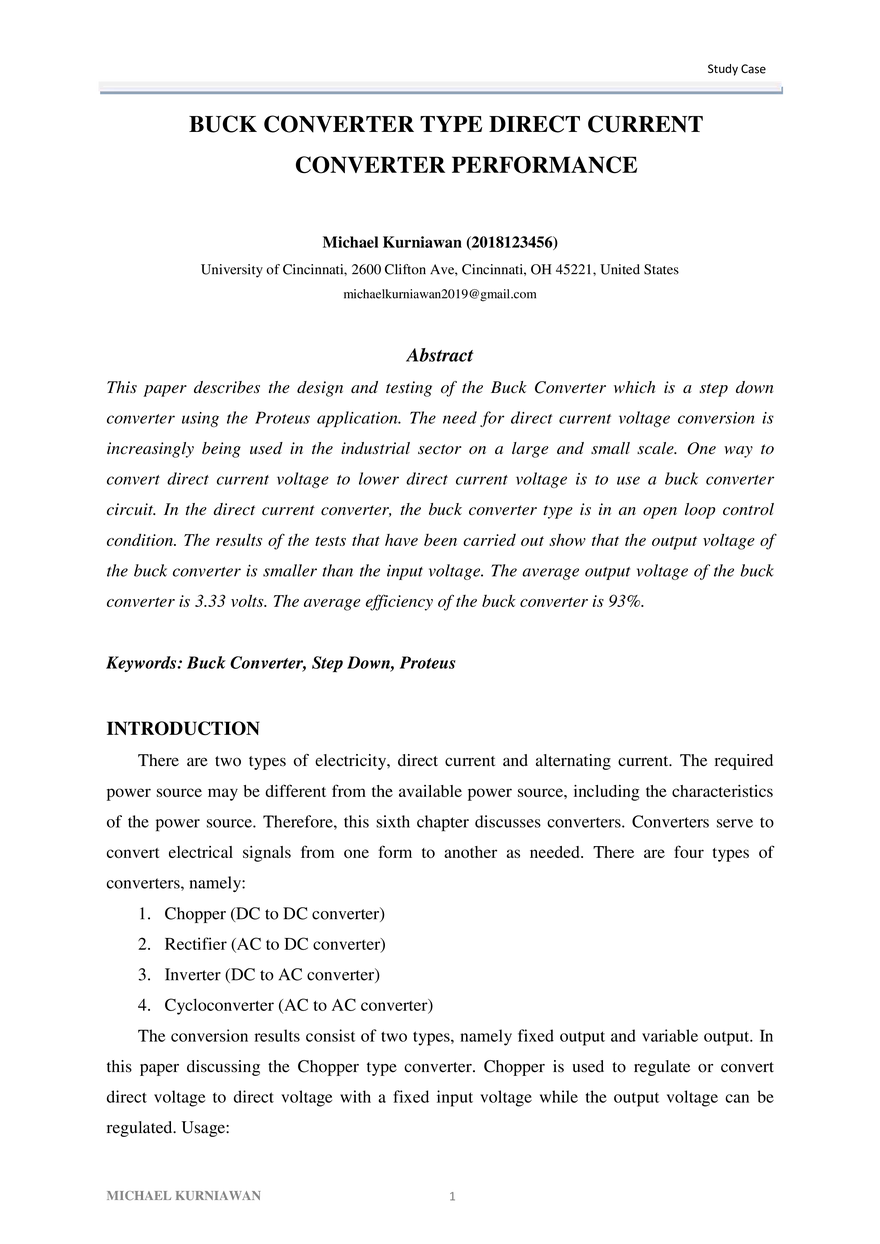 Buck Converter Type Direct Current Converter Performance - Page 1