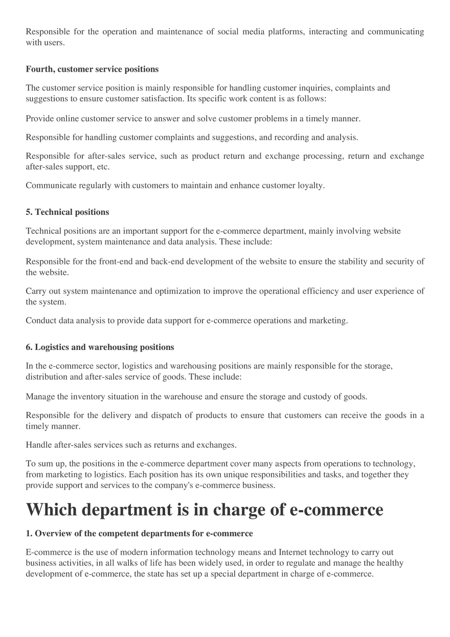 What are the Positions in the E-commerce Department - Page 2