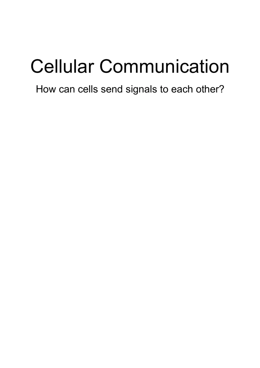 How Can Cells Send Signals to Each Qther - Page 1