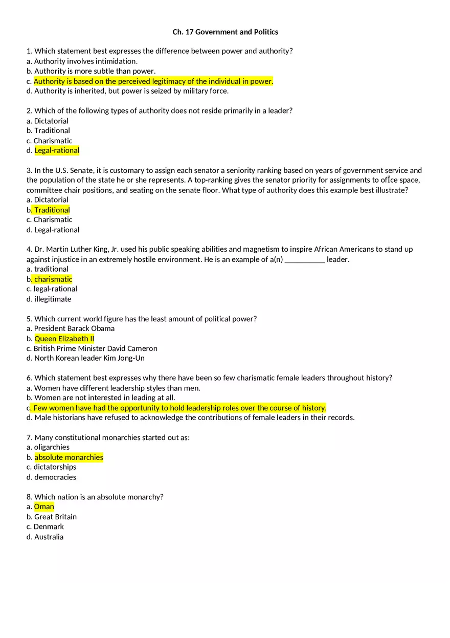 Ch. 17 Government and Politics - Page 1