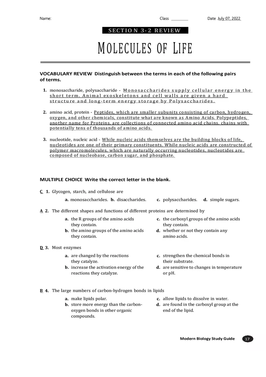 Carbon Compounds Section 3-2 - Page 1