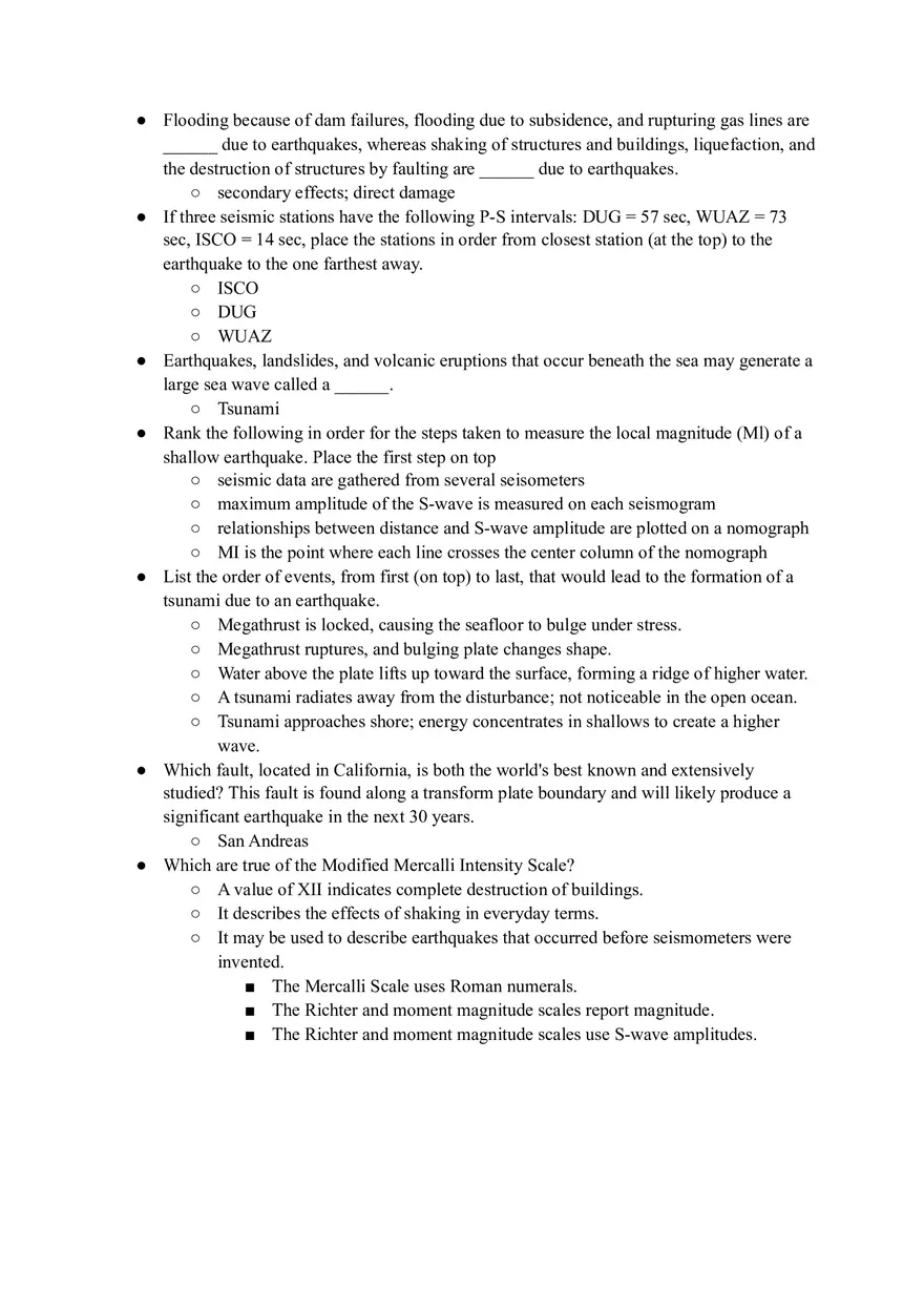 Geology Quiz Answers Chapter 12 - Page 9