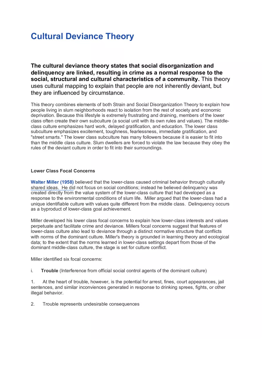 Cultural Deviance Theory - Page 1