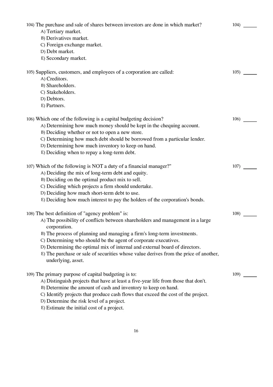 Corporate Finance Exam - Page 8