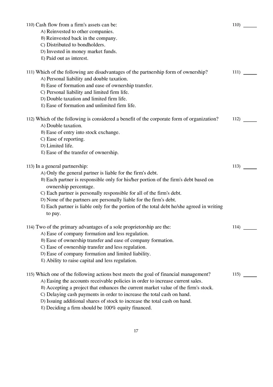 Corporate Finance Exam - Page 9
