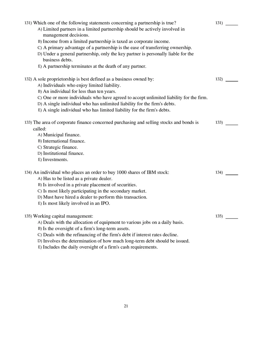 Corporate Finance Exam - Page 14