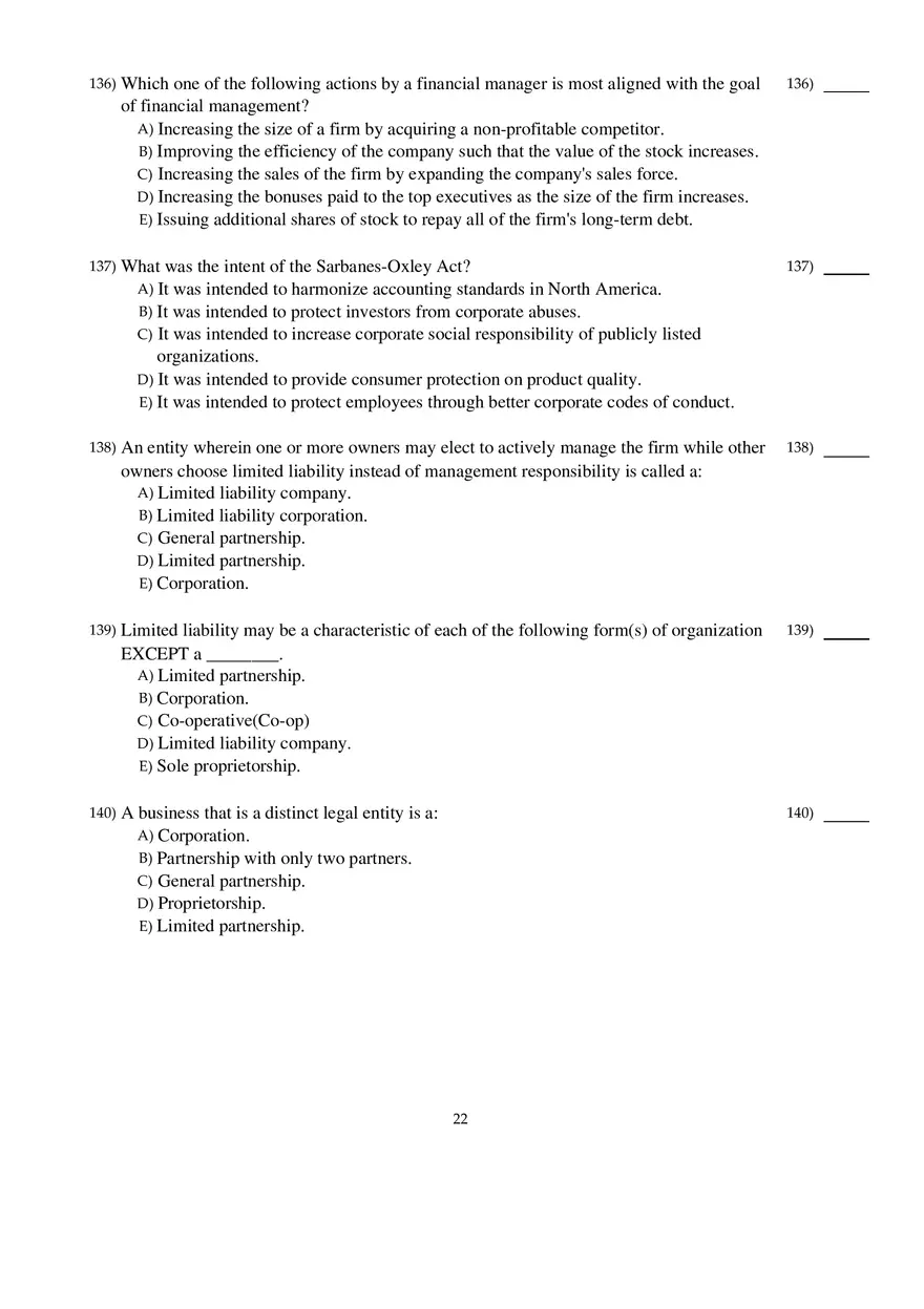 Corporate Finance Exam - Page 15