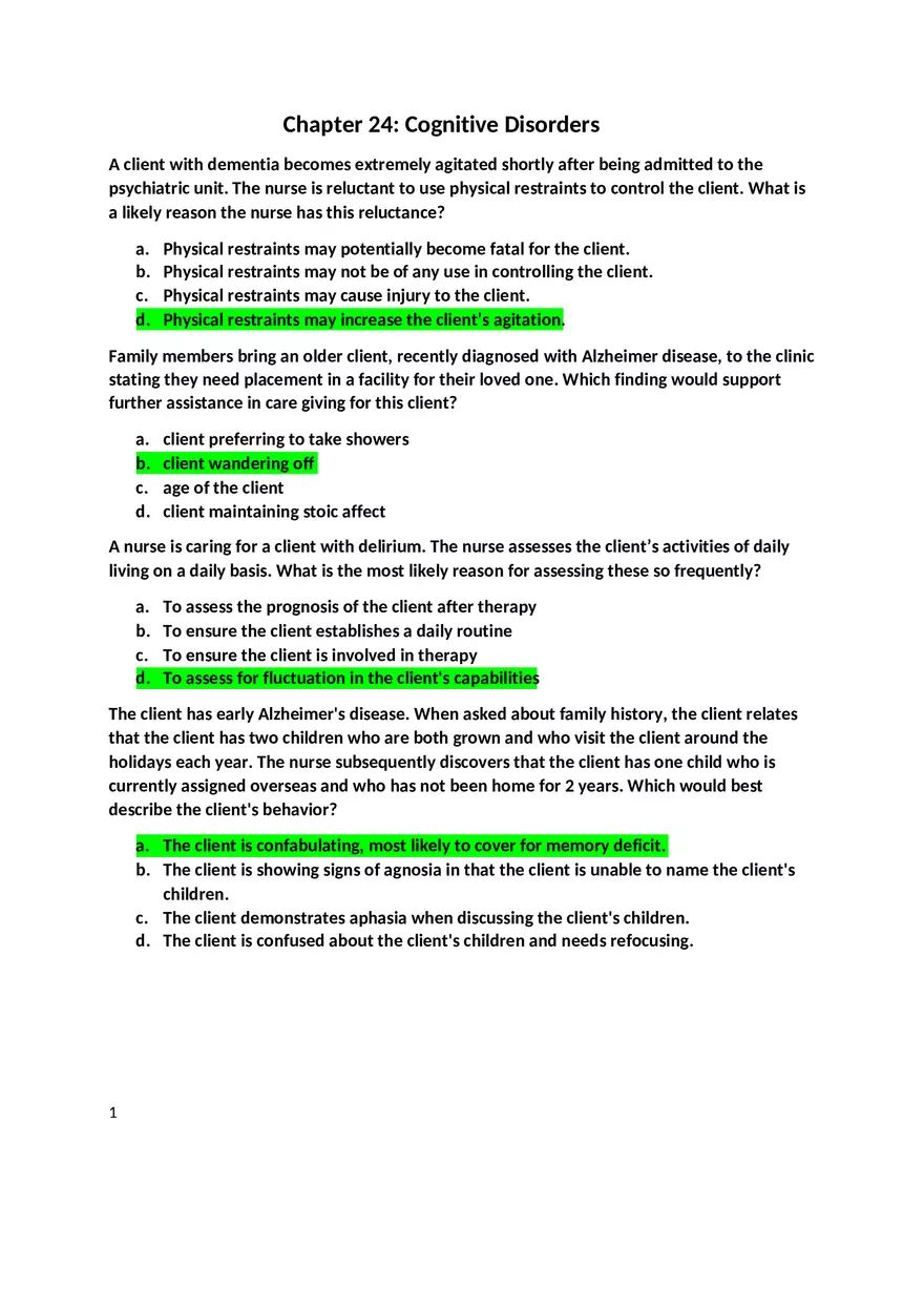 Chapter 24 Cognitive Disorders - Page 1