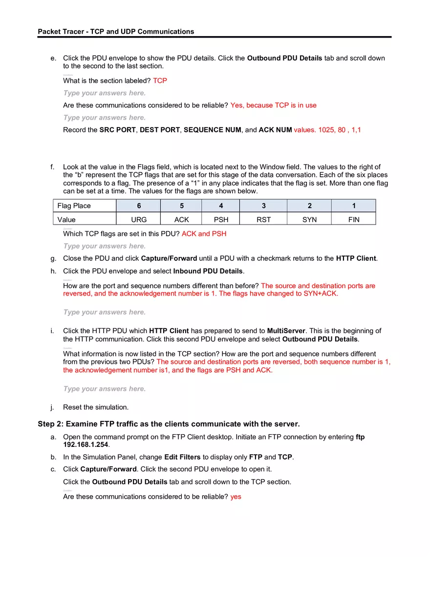 Packet Tracer - TCP and UDP Communications - Page 3