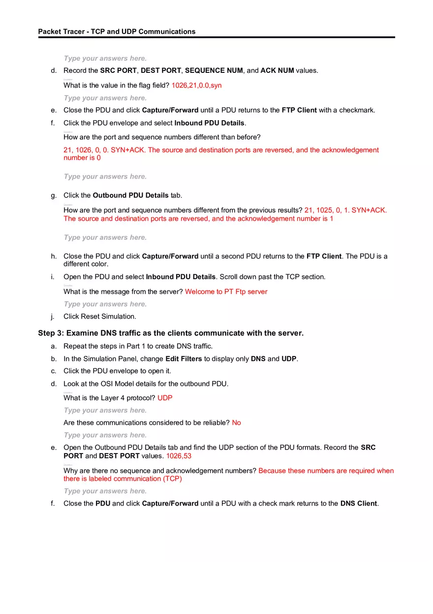 Packet Tracer - TCP and UDP Communications - Page 4