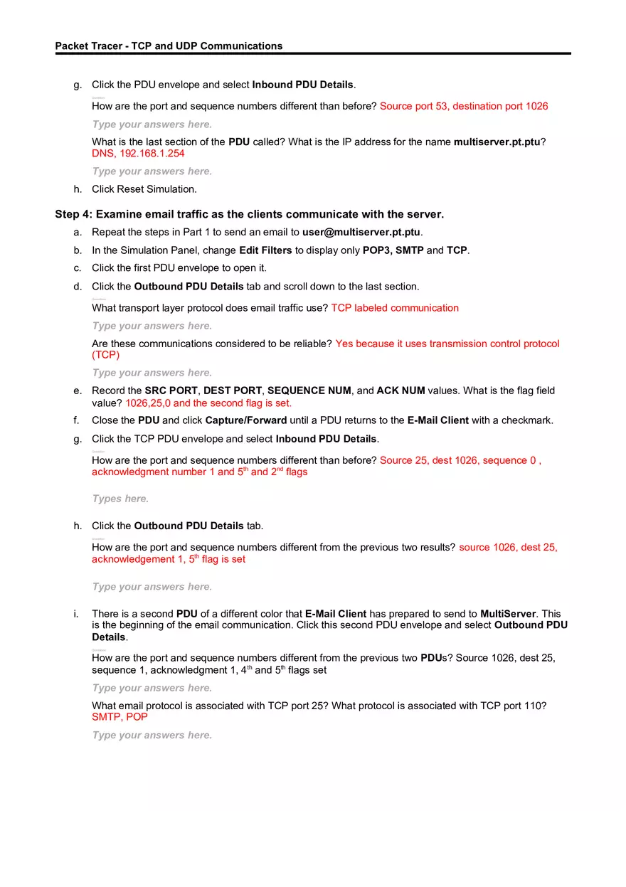 Packet Tracer - TCP and UDP Communications - Page 5