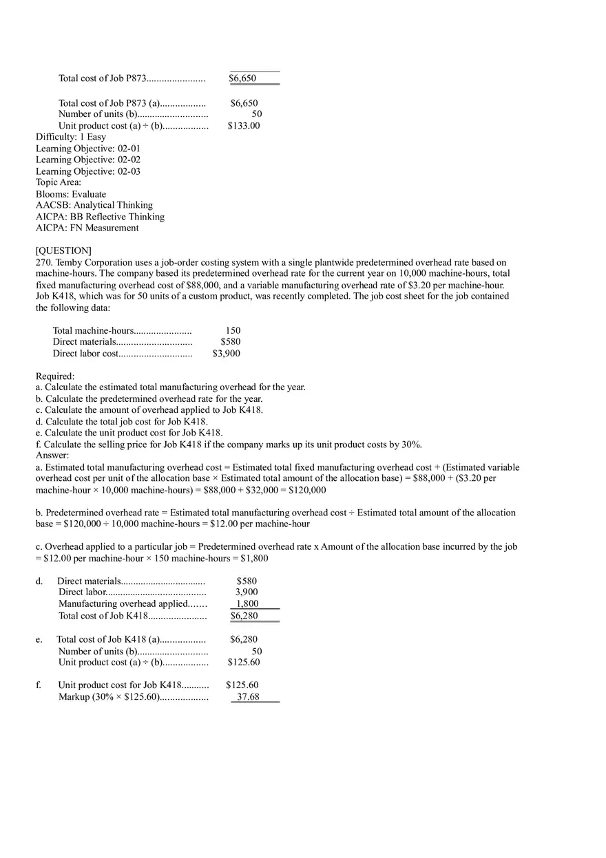 Ch2, Job-Order Costing Calculating Unit Product Costs Part 17 - Page 6