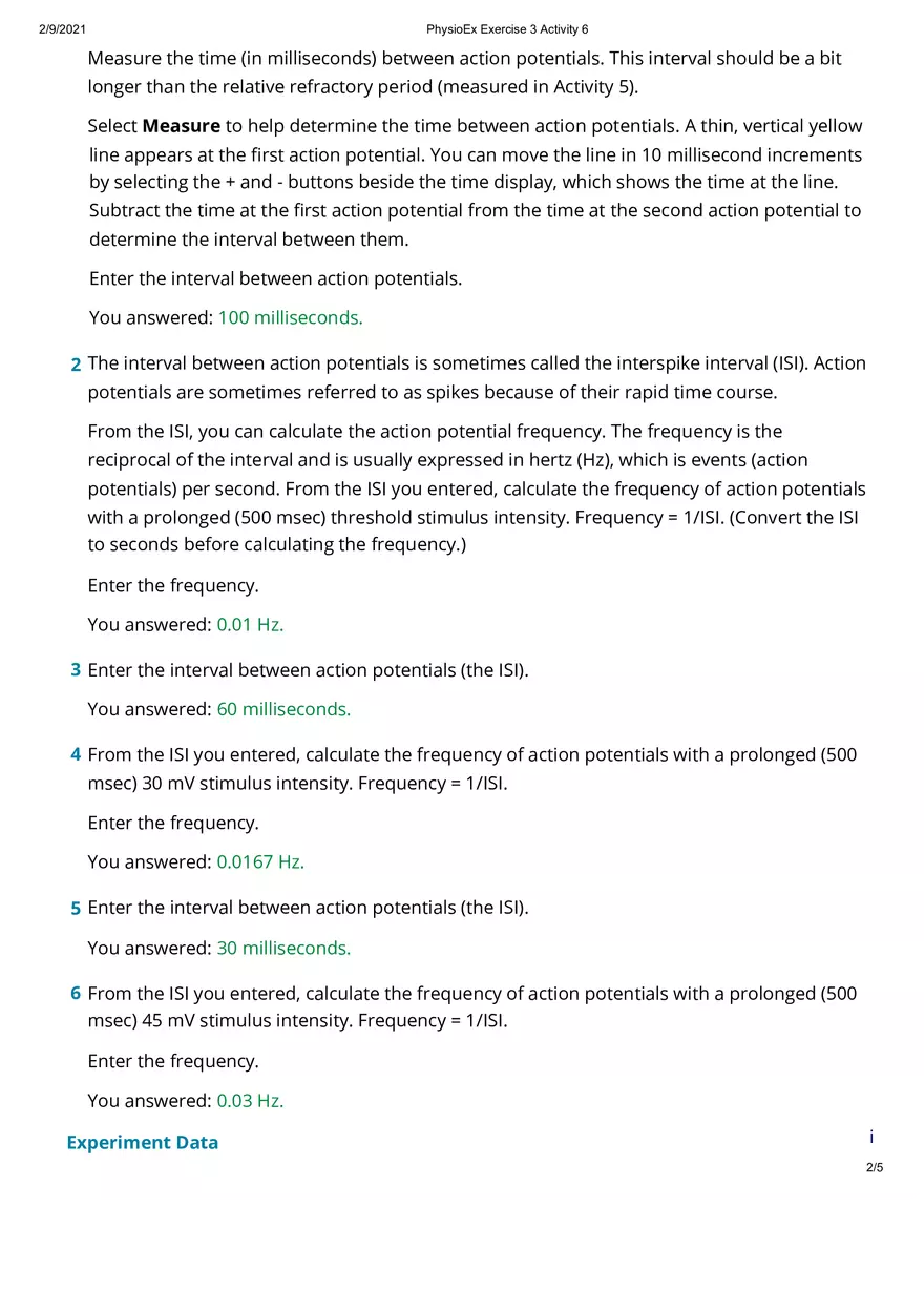 The Action Potential Coding for Stimulus Intensity - Page 2