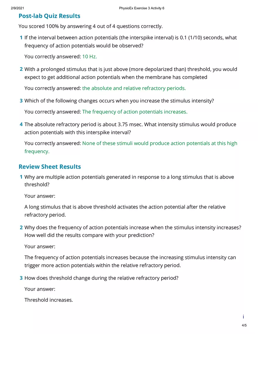 The Action Potential Coding for Stimulus Intensity - Page 4