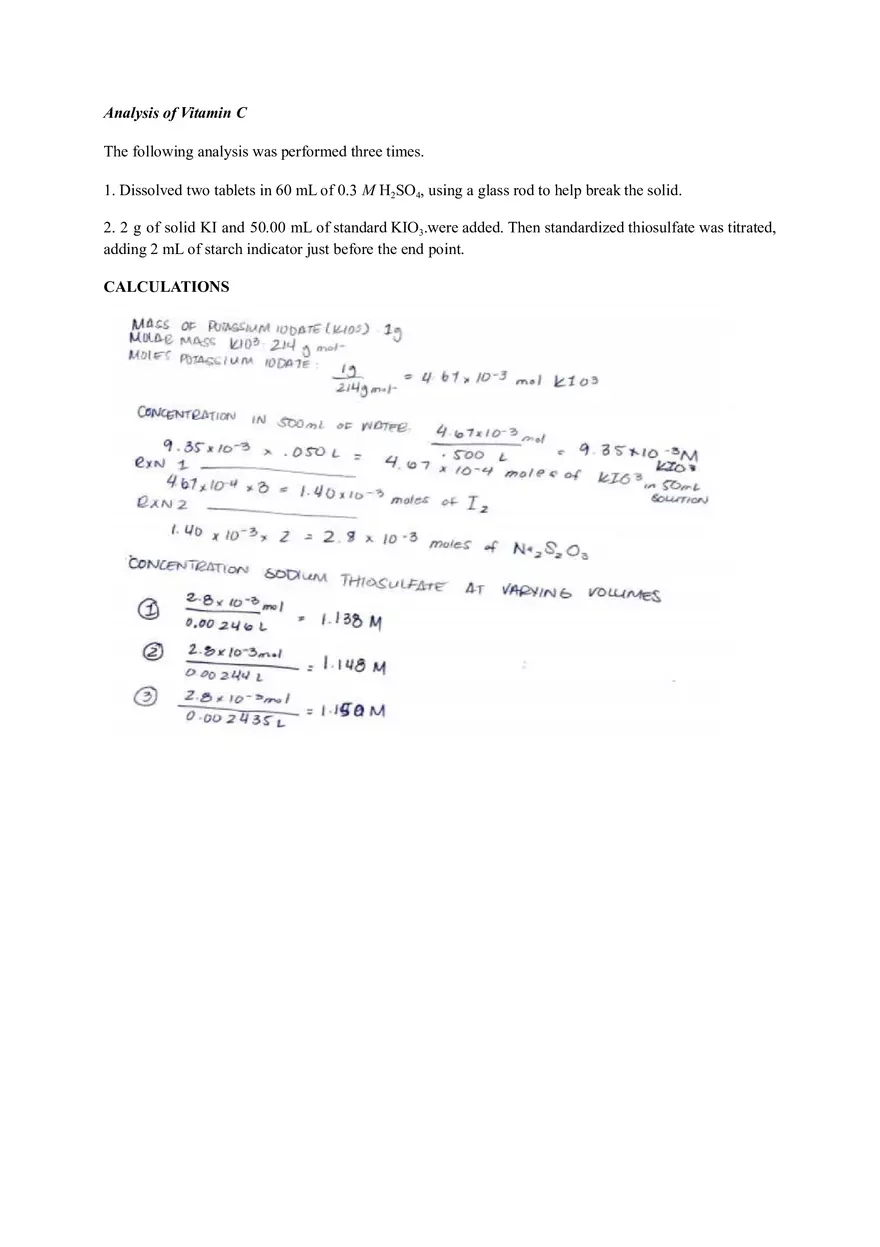 Lab 4 - Ascorbic Acid (Vitamin C) Determination by Iodometric Titration - Page 3