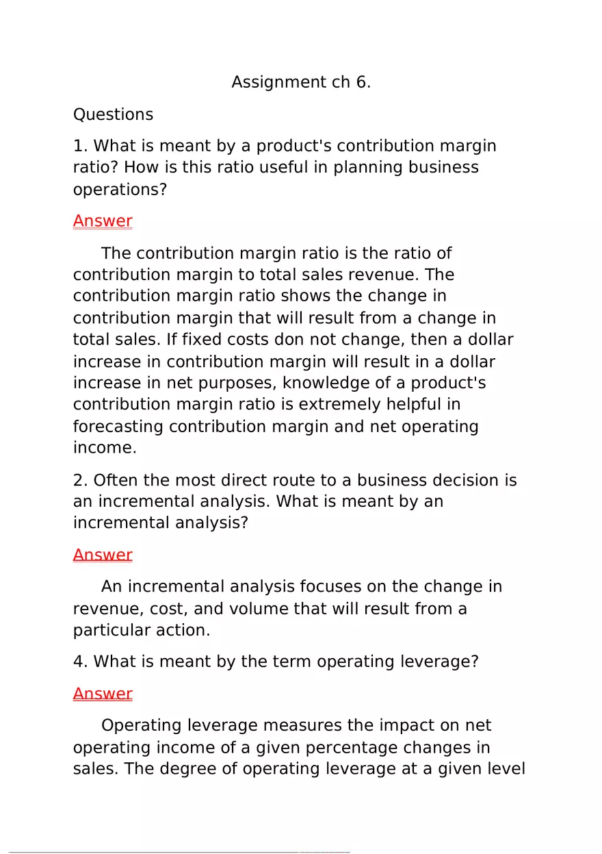 Margin Answer Key - Page 1